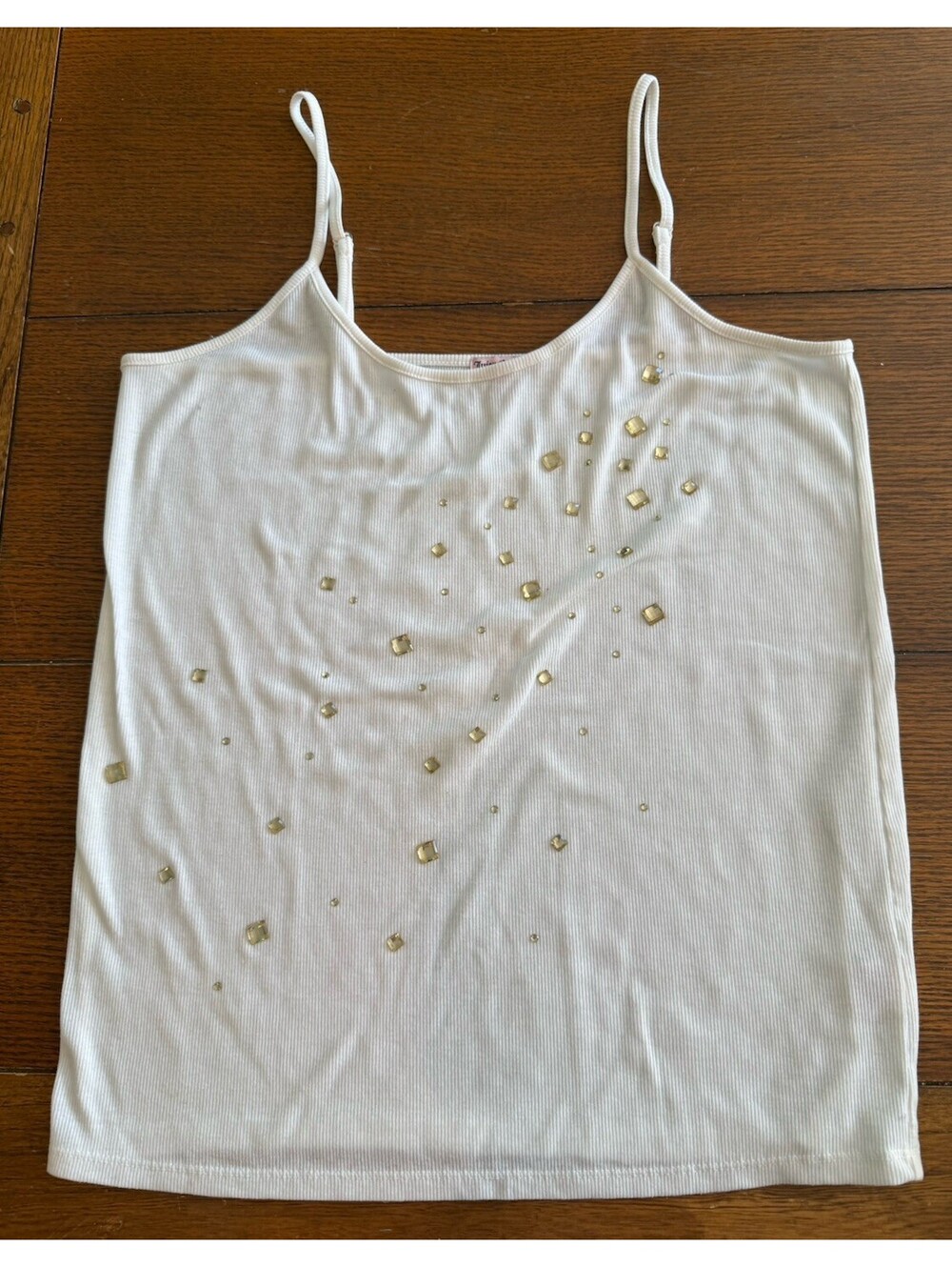 Juicy Couture Large Y2K Bedazzled Camisole Tank Ivory